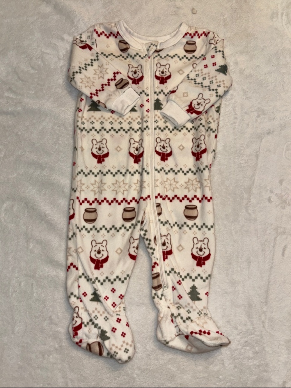 Disney Winnie the pooh 6 month Holiday Footed One-Piece Pajamas for Kids zip